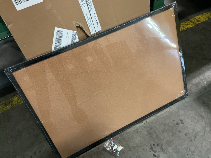 Condition photo showing Good Condition for 24”x36” inchs  cork notice board, cork outdoor bulletin board with black aluminium frame