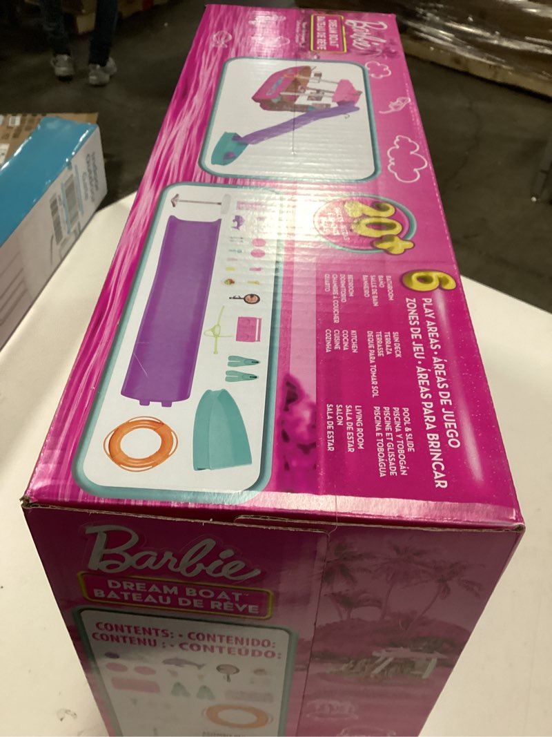Condition photo showing New/Like New for Barbie Dream Boat Playset with 20+ Ocean-Themed Accessories Sized to Fashion Dolls Including Pool, Slide & Dolphin Modern