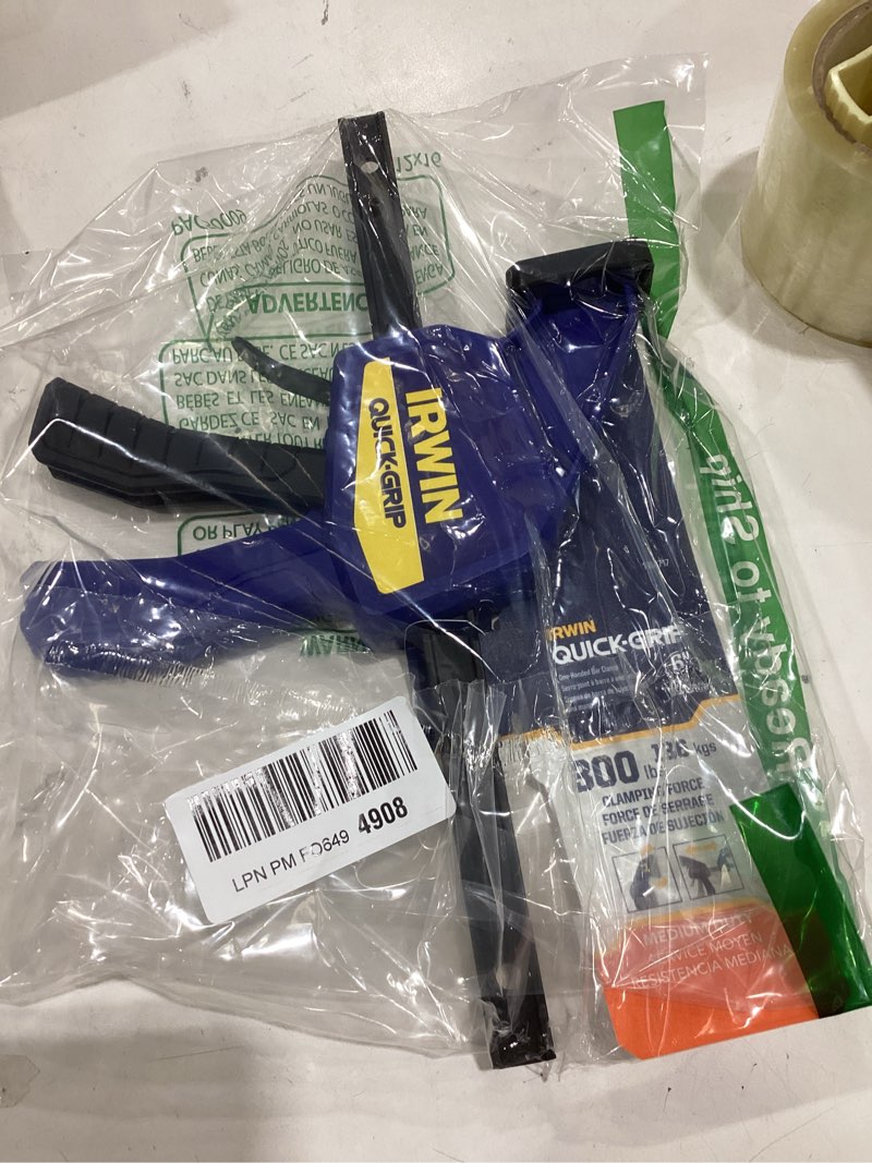 Condition photo showing New/Like New for IRWIN QUICK-GRIP Bar Clamp, One-Handed, Medium-Duty, 6-Inch (1964717), Blue 6 inch 6 Inch