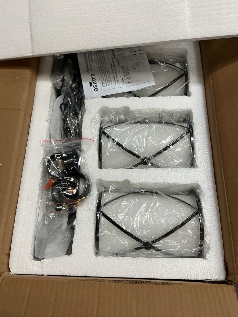 Condition photo showing Good Condition for 4-light kitchen island lighting, modern black linear dining room light fixtures with milk glass, farmhouse industrial chandelier pendant light for kitchen island dining rom, ch9176bkw-4is black, milk white glass 4-light, 1 pack
