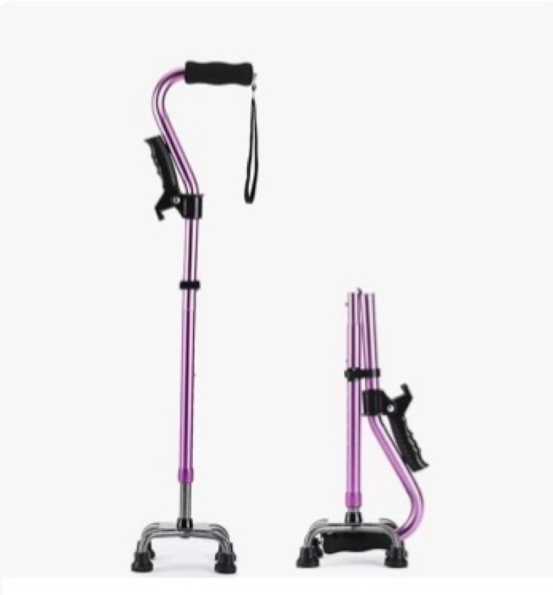 lixiang walking canes stablize women quad canes for seniors & adults foldable adjustable for men & women heavy duty freestanding cane for people with leg injuries 3 footings purple handrail
