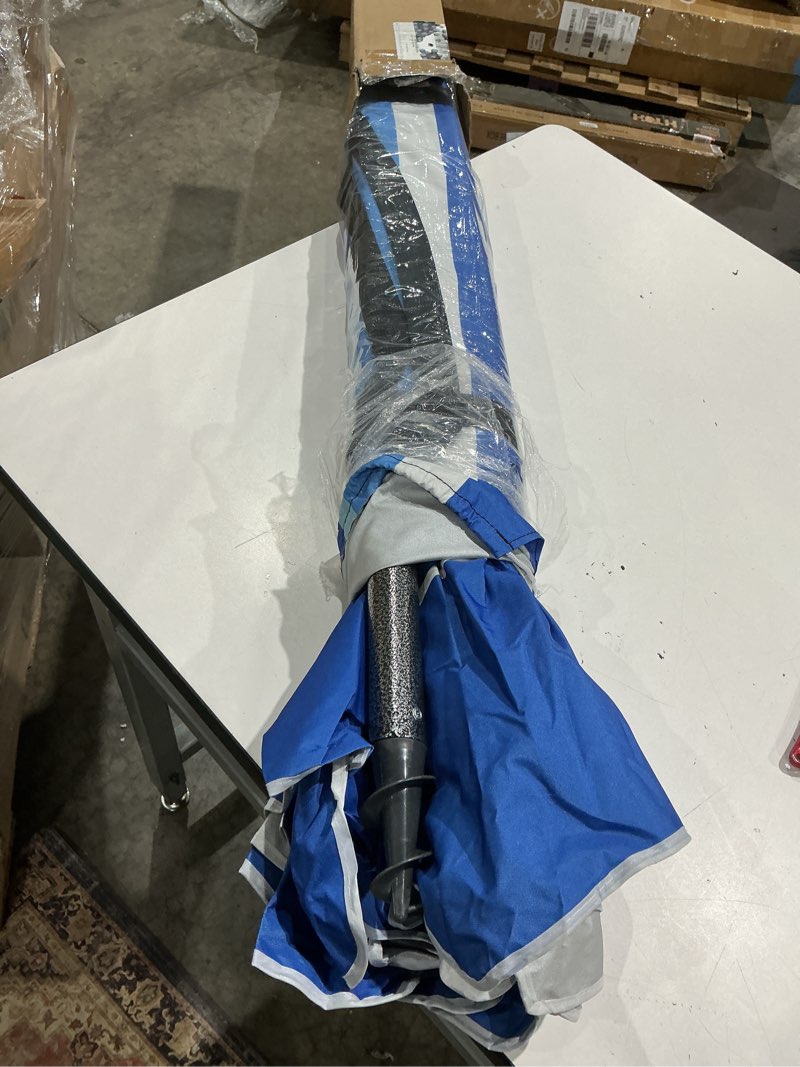 Condition photo showing Good Condition for uirway beach umbrella, heavy duty windproof beach umbrellas with sand anchor & tilt, sun protection portable beach umbrella with carrying bag for beach, patio garden pool outdoor seaside blue 7.5ft