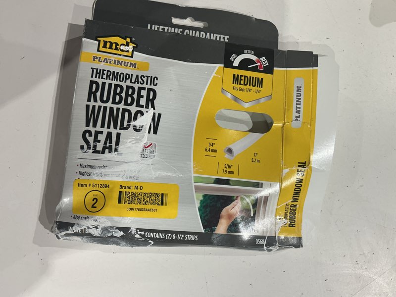 Condition photo showing As Is for m-d 17-ft x 5/16-in x 1/4-in white tpv window weatherstrip