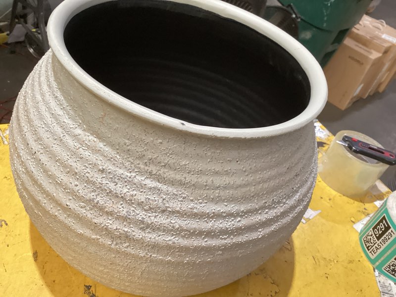 Condition photo showing Good Condition for sun bleached composite indoor outdoor planter pot 14"x14" cream - threshold ? designed with studio mcgee