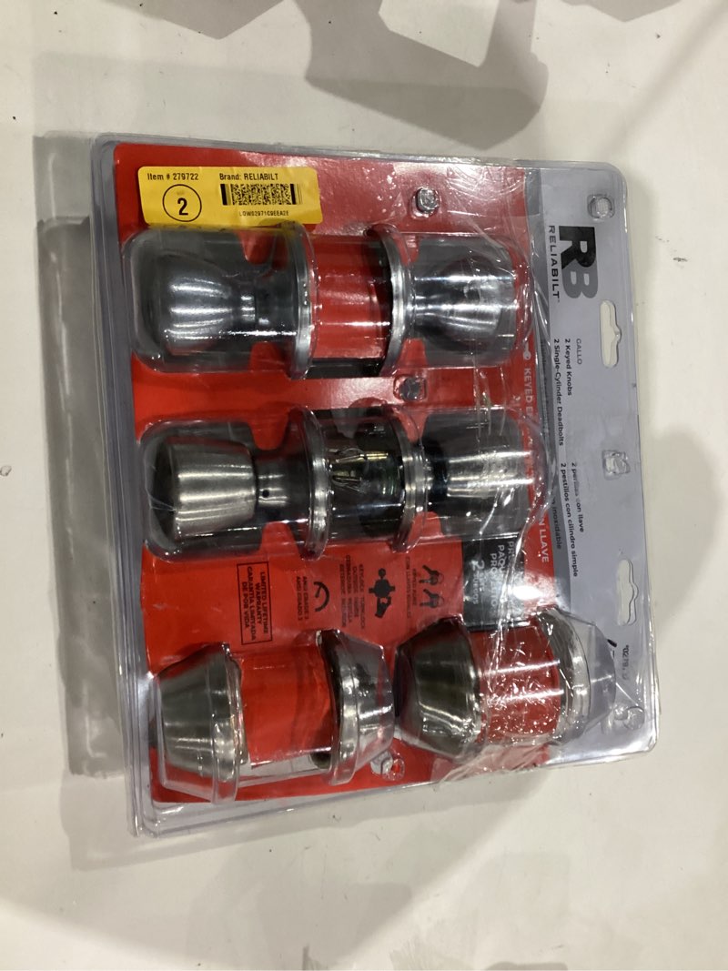 Condition photo showing As Is for reliabilt gallo stainless steel traditional exterior single-cylinder deadbolt keyed entry door knob