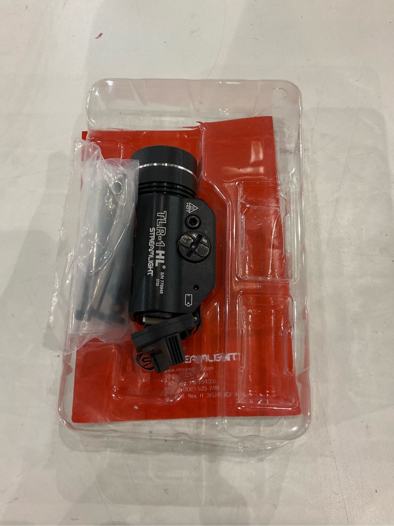 Condition photo showing New/Like New for Streamlight 69264 TLR-1 HL 1000-Lumen 20000 Candela Rail-Mounted Tactical Weapon Light with Earless Screw and Specific Compatibility Rail Locating Keys, Black with Earless Screw with Earless Screw