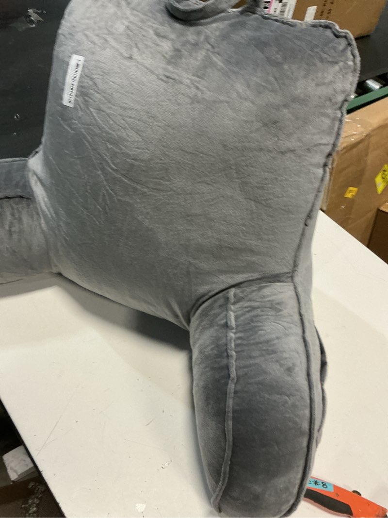 Condition photo showing Good Condition for reading pillow for sitting in bed adult,back pillow for bed sitting up,backrest back support chair pillow, college dorm essentials for girls and boys, velvet grey l grey large