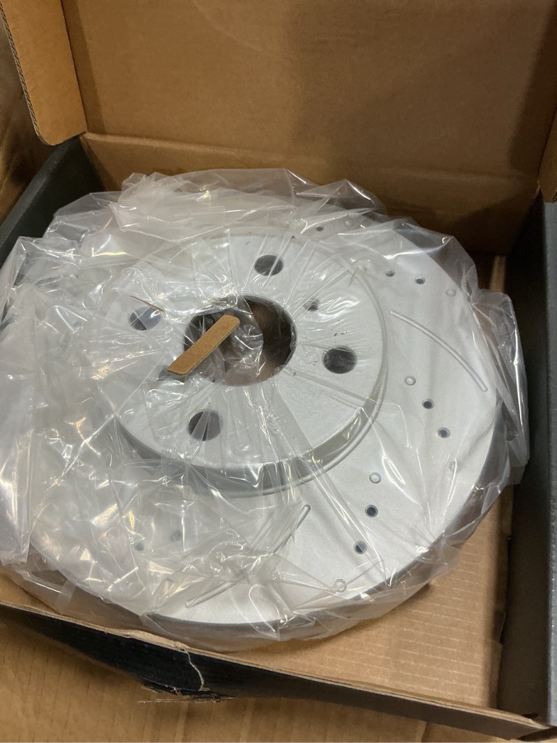 Condition photo showing New/Like New for anpulsero brake pads and rotors kit front compatible with 2004-2006 scion xb, 2004-2006 scion xa, automotive replacement brake kits geomet 31332 d822-7695 drilled and slotted rotors 255mm(10in)