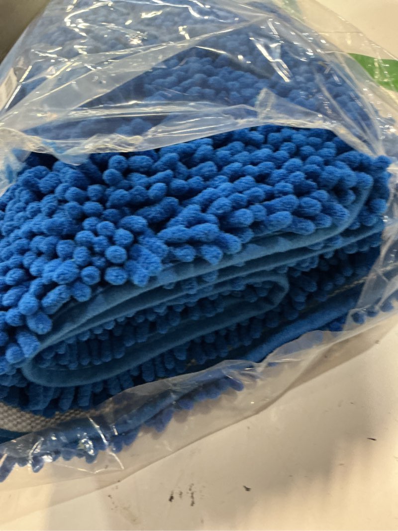 Condition photo showing New/Like New for olanly bathroom rugs 44x24, extra soft absorbent chenille bath rugs, rubber backing quick dry, machine washable bath mats for bathroom floor, tub and shower, home decor accessories, deep navy blue 44" x 24" deep navy blue
