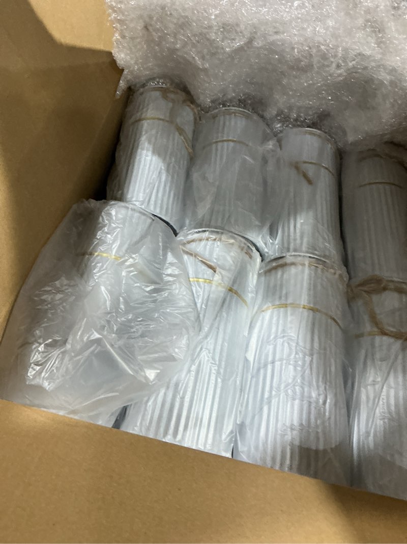 Condition photo showing Good Condition for mimorou 16 pcs 7.48 inch wedding vases for centerpieces mason jars with twine bow galvanized metal flower vase rustic vintage farmhouse tin bucket for wedding home table (retro white) retro white 16