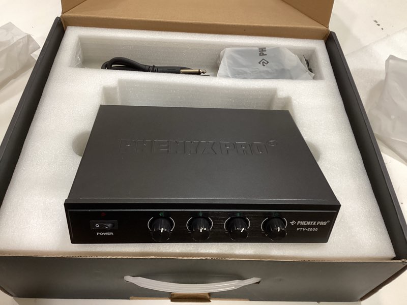 Condition photo showing Good Condition for phenyx pro wireless microphone system, 4 channel vhf wireless mics, w/ 4 handheld dynamic microphones, metal receiver, long range, mic for singing, karaoke, church (ptv-2000-4h)