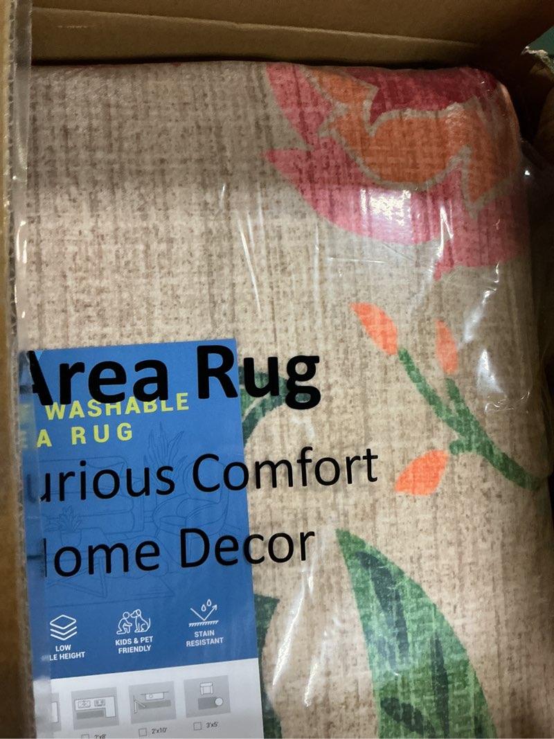 Condition photo showing New/Like New for (Similar item) Rugcomf Living Room Rug 5x7 Rug Machine Washable Boho Area Rug Non Slip Floral Vintage Low Pile Large Rugs for Living Room, Bedroom, Farmhouse, Dining Room, Kids Playroom(Green) 5' x 7' (Rectangular) Green