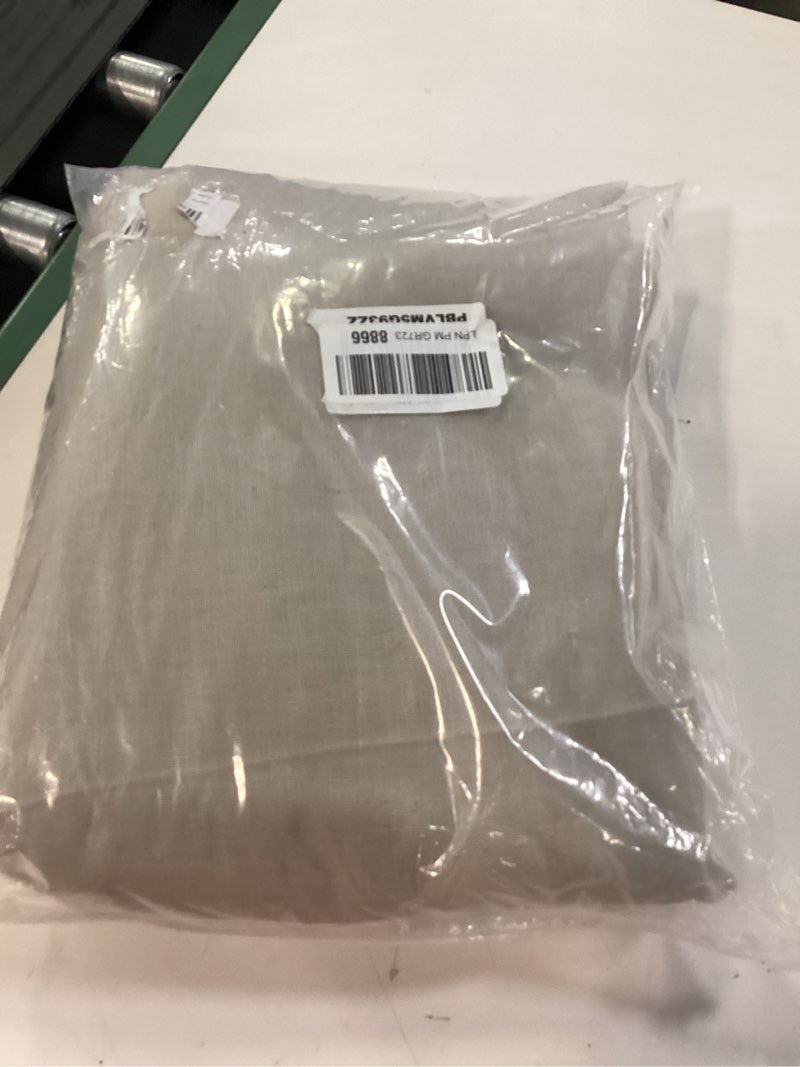 Condition photo showing New/Like New for extra long pinch pleated taupe tan linen curtains 216 inches long for living room high ceiling bedroom light filtering semi sheer pinch pleat with hooks rings back tab window curtains 40x216 1 panel linen 40"w x 216"l (pack of 1)