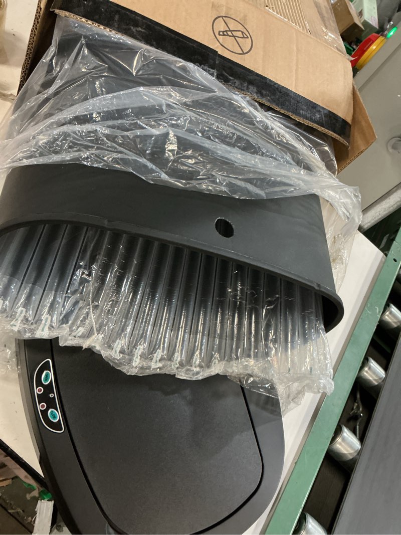 Condition photo showing Good Condition for bestoffice | 13 gallon trash can with lid | automatic touchless garbage can | odor control | modern oval design | easy to clean | plastic | black | fits any kitchen, bathroom, office or home plastic black