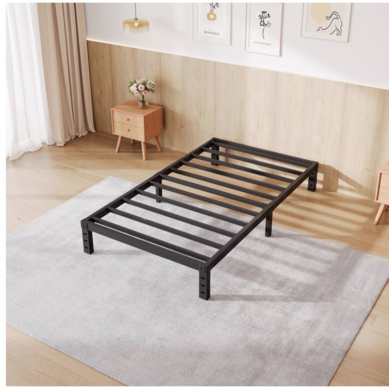 comasach 12 inch twin bed frame, easy assembly, heavy duty metal platform, noise free, black