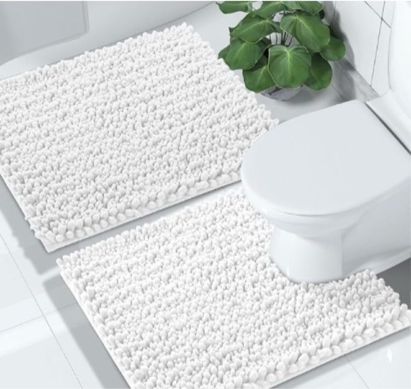 yimobra bathroom rugs sets 2 piece - quick dry extra thick luxury chenille bath mat, non slip super 