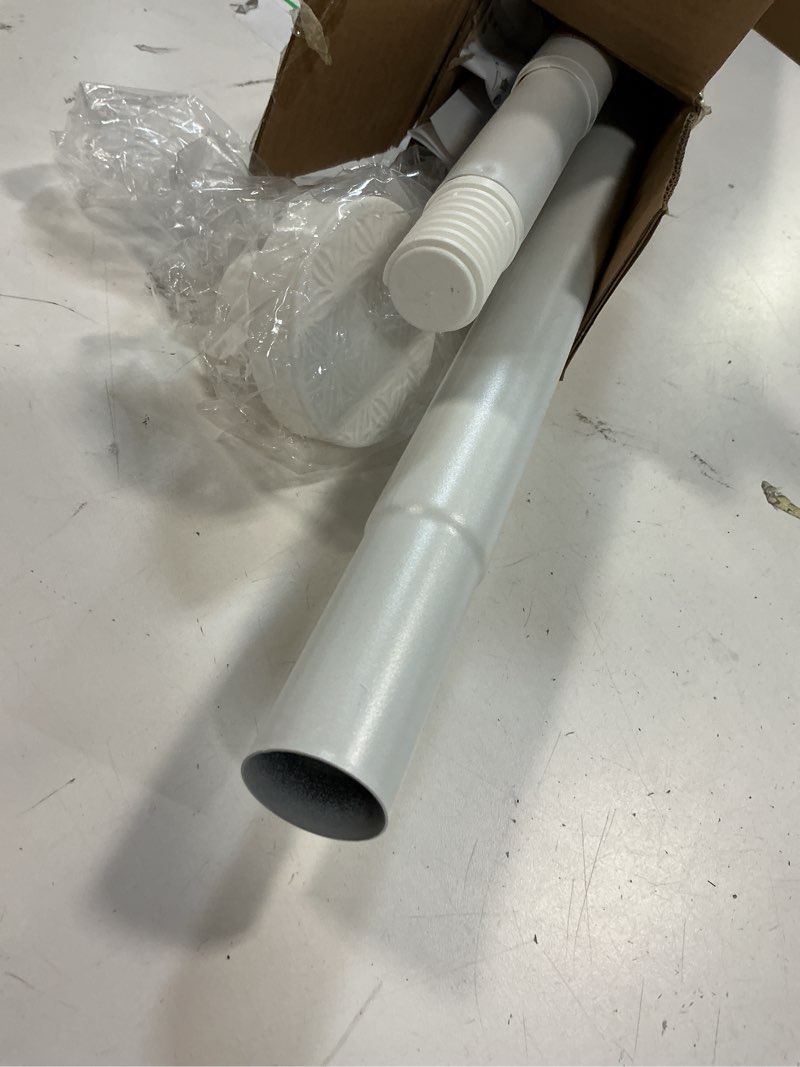 Condition photo showing As Is for Long Tension Rod 39-144inch White Tension Curtain Rods no Drilling 1.26" Diameter Adjustable Outdoor