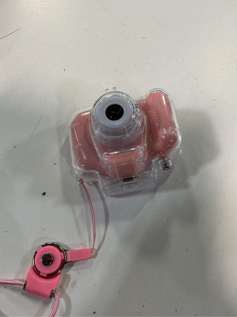 Condition photo showing As Is for kids camera waterproof children underwater 1080p hd digital video camera birthday gifts for age 3-10 years old girls boys toys camare with 32gb card (pink)