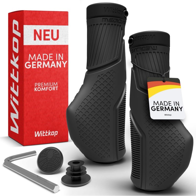 wittkop bike grips with innovative 3-zone design made in germany - ergonomic non-slip comfort and efc zones for optimized grip & comfort - handlebar