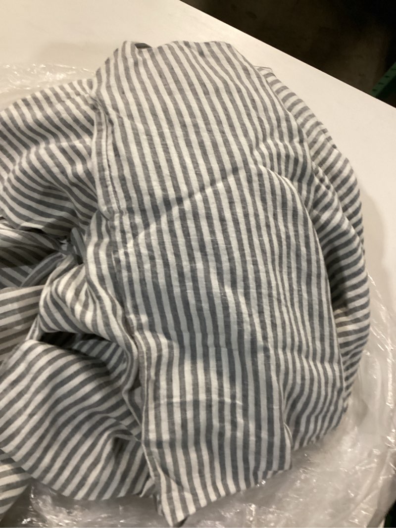Condition photo showing New/Like New for european linen duvet cover, full/queen, grey/white stripe cover only