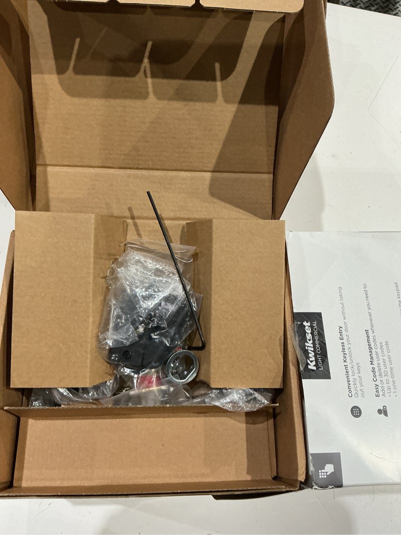 Condition photo showing As Is for kwikset smartcode 955 light commercial keyless entry matte black keypad electronic handle lock ft. smartkey security
