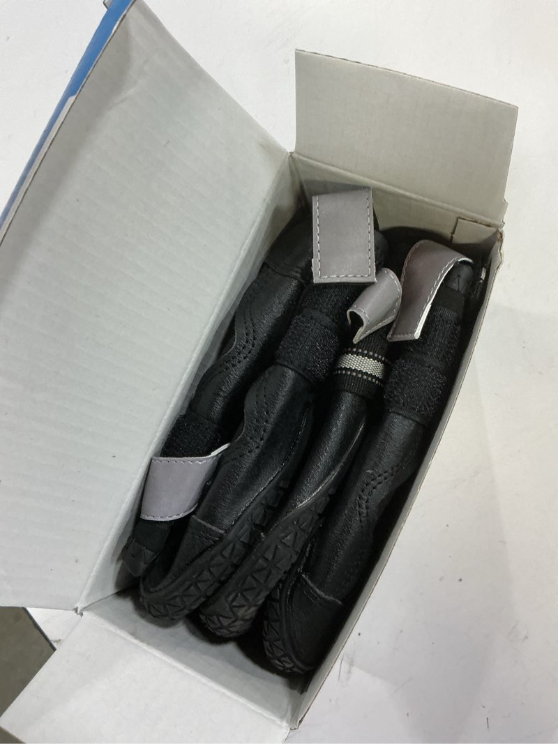 Condition photo showing Good Condition for QUMY Dog Shoes for Large Dogs, Medium Dog Boots & Paw Protectors for Winter Snowy Day, Summer Hot Pavement, Water-Resistant in Rainy Weather, Outdoor Walking, Indoor Hardfloors Skid-Resistant Sole Black Size 8: 3.0''x3.3"(W*L) (Pack of 4)