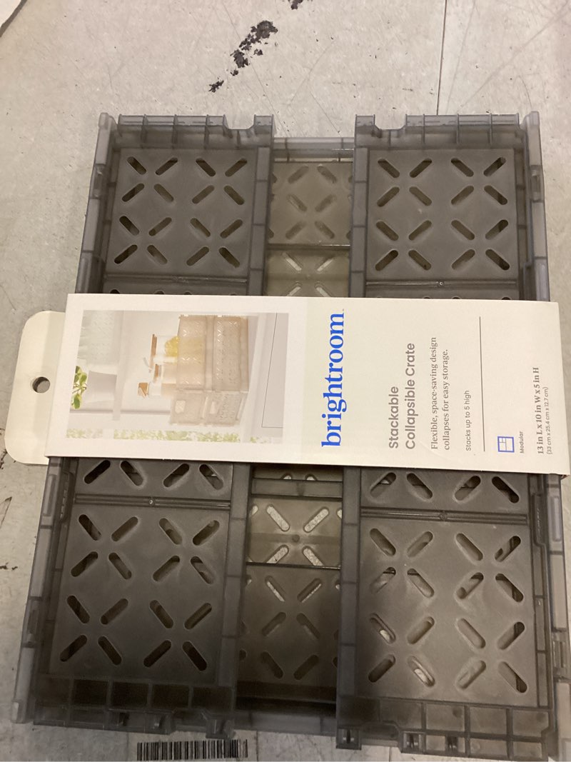 Rectangular Plastic Foldable Medium Crate Gray - Brightroom™ (2 pc) 