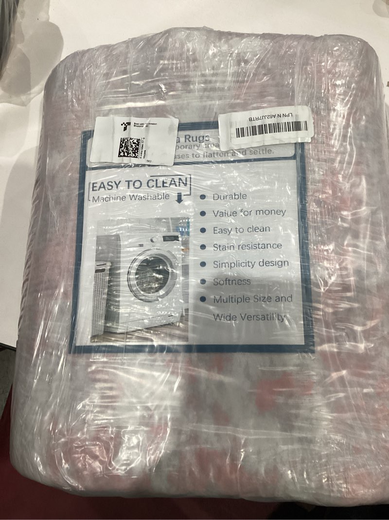Condition photo showing New/Like New for Washable Area Rugs 5'x7' Non-Slip Modern Abstract Soft for Living Room Entryway Bedroom Nursery, Print Pattern, Grey Pink Gray/Pink 5' x 7' (Rectangular)