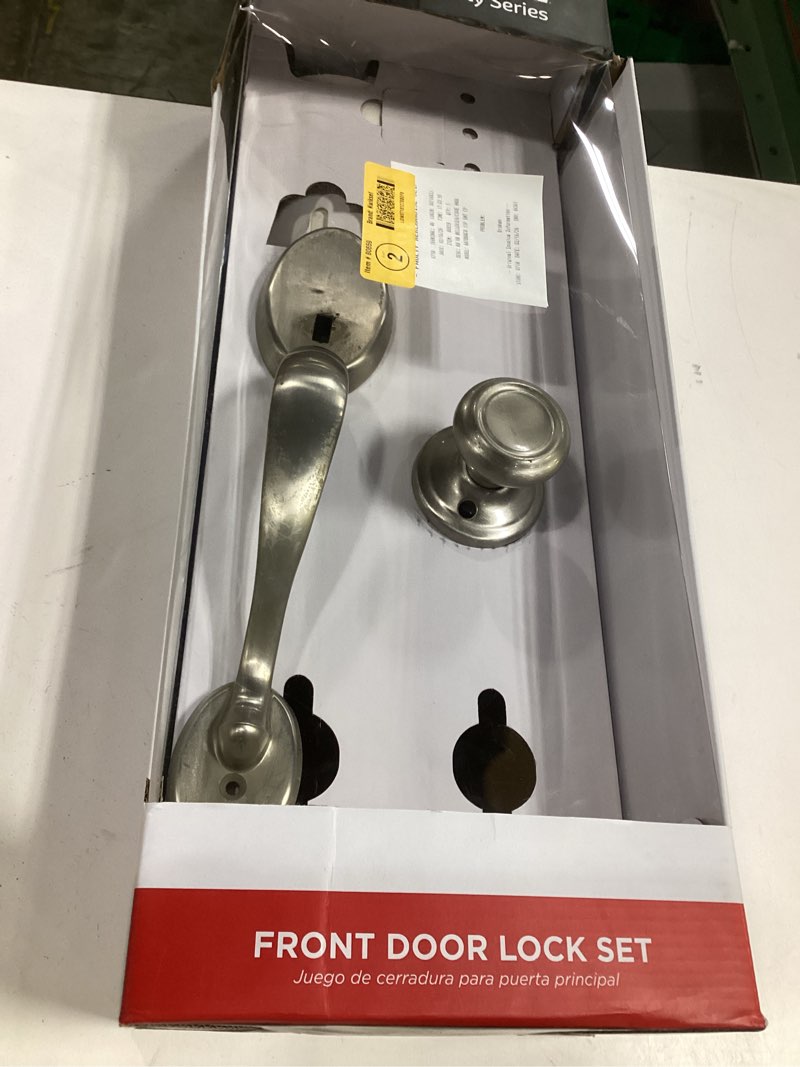 Condition photo showing As Is for Kwikset Belleview Front Door Lock Handle and Deadbolt Set, Entry Handleset Exterior with Interior Door Knob, Venetian Bronze, Pick Resistant SmartKey Rekey Deadbolt Security, Brown