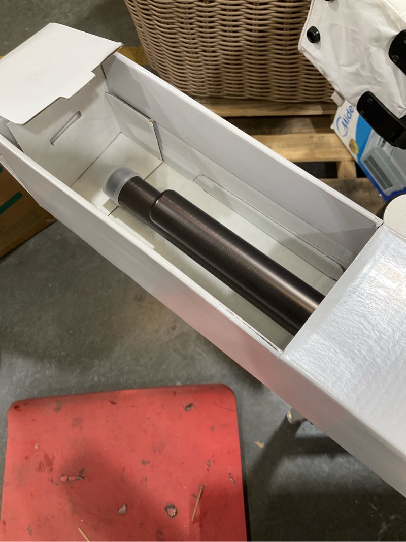 Condition photo showing Good Condition for better homes & gardens 1" oil-rubbed bronze square adjustable single curtain rod set, 42"-120"