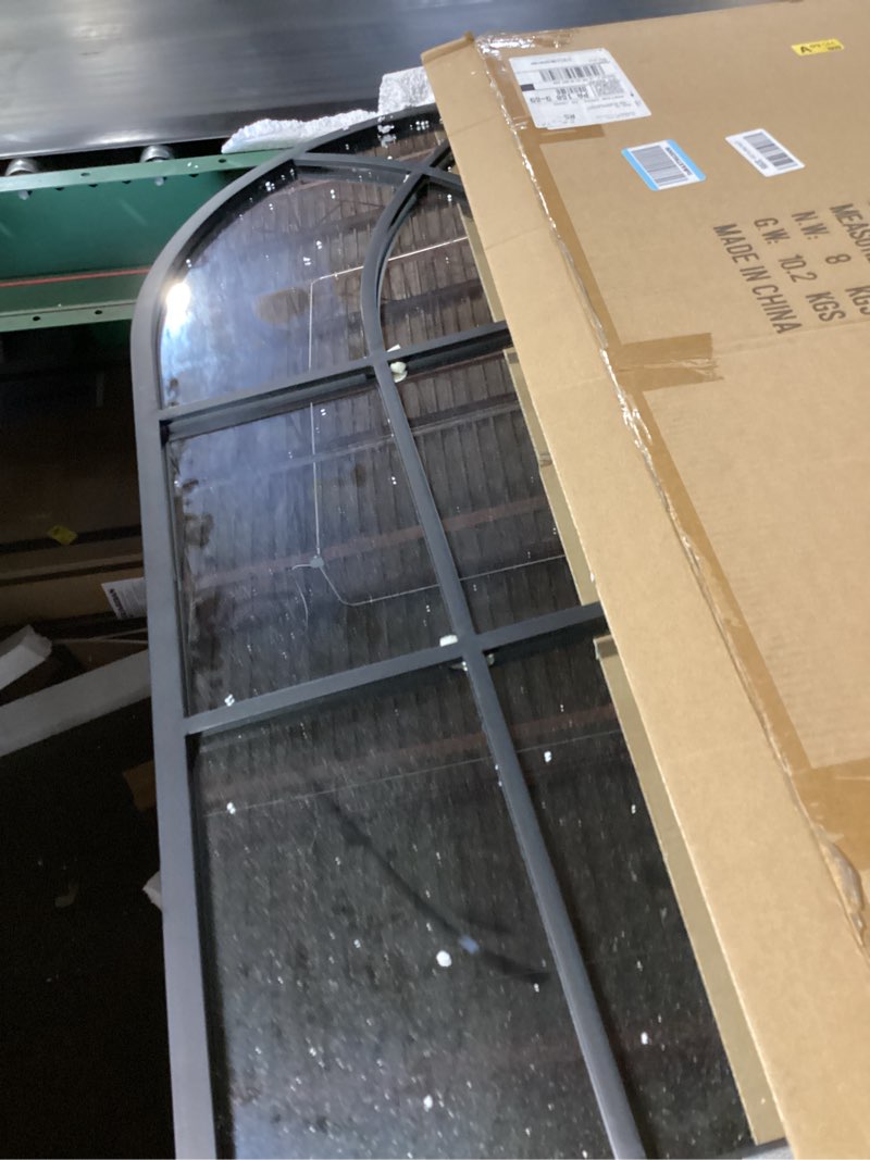 Condition photo showing Good Condition for ironsmithn arched mirror, 41.3"x24" windowpane mirrors, window finished metal mirror, black grid mirrors for decor living room fireplace entryway bedroom hallway black2