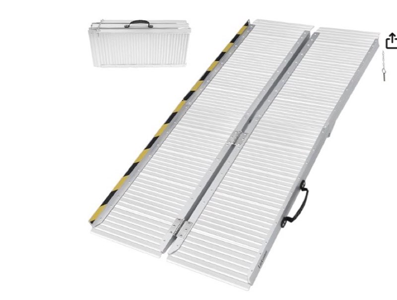 liekumm 5ft portable wheelchair ramp, non-slip aluminum folding ramp for home steps, doorways, and stairs, 600 lbs load capacity handicap ramp(similar)