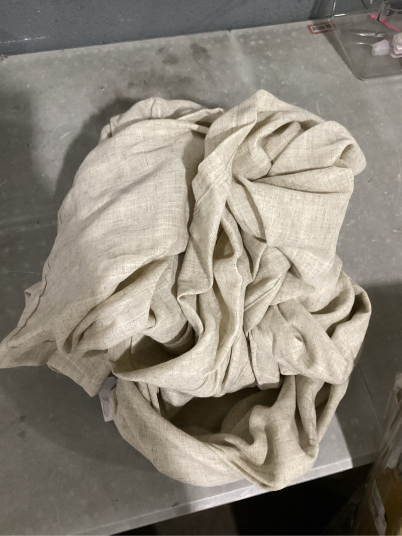 Condition photo showing As Is for (similar too)vision home sand pinch pleated light filtering curtains with microfiber liner 95 inch linen blended textured privacy drapes for living room bedroom back tabs with hooks 2 panels 40\"wx95\"l,camel beige sand 40\"w x 95\"l (pack of 2)