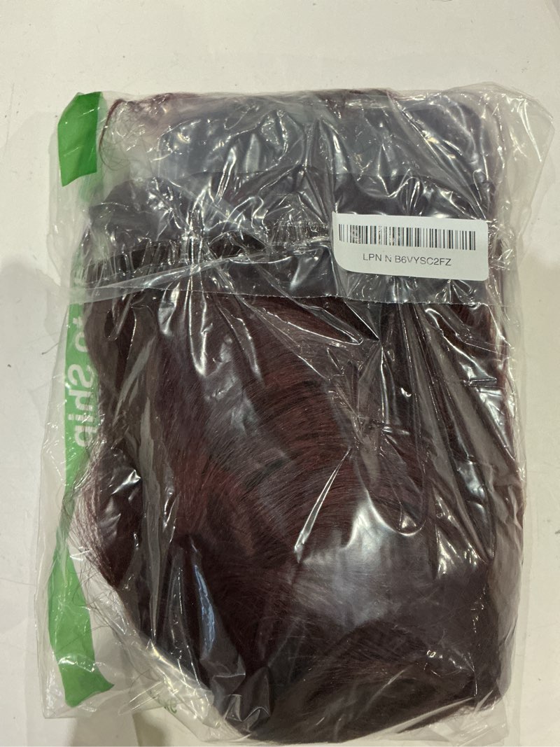 Condition photo showing As Is for gorgius straight layered wigs with bangs glueless burgundy color wig 22 inch put on go wigs crafted with style-archive premium fiber natural hairline burgundy color layered cut