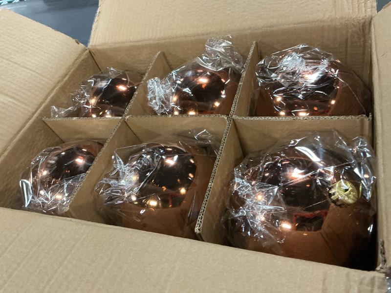 Condition photo showing Good Condition for Zubebe 12 Pcs Large Christmas Ball Ornaments Giant Oversized Plastic Shatterproof Christmas Ball Outdoor Vintage Hanging Decorations UV Water Resistant for Holiday Farmhouse(Copper Gold,6 Inches) Copper Gold 6 Inches
