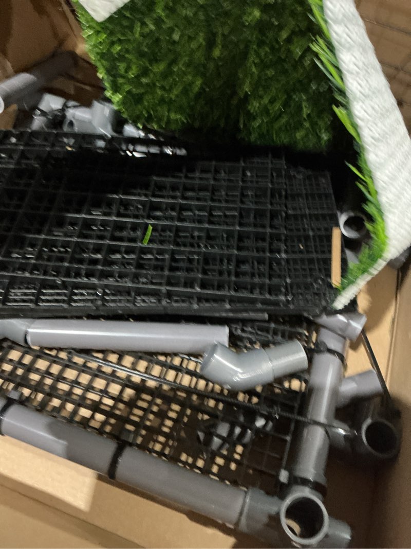 Condition photo showing As Is for elevated turtle basking platform above tank, turtle topper dock with non-slip ramp and grass, extra large loft for 18-20” wide 75/90/125 gal (grey/black) extra large (fits 18?20 inch wide turtle tanks)