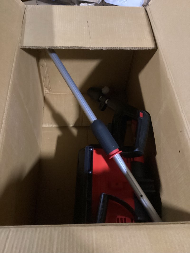 Condition photo showing Good Condition for Cordless Snow Shovel Compatible with Milwaukee 18V Battery, 12" Electric Snow Blower with 20FT Max Throw & Adjustable Handle & Safety Switch, Snow Thrower for Driveway, Deck, Patio, Steps (Tool Only) Red