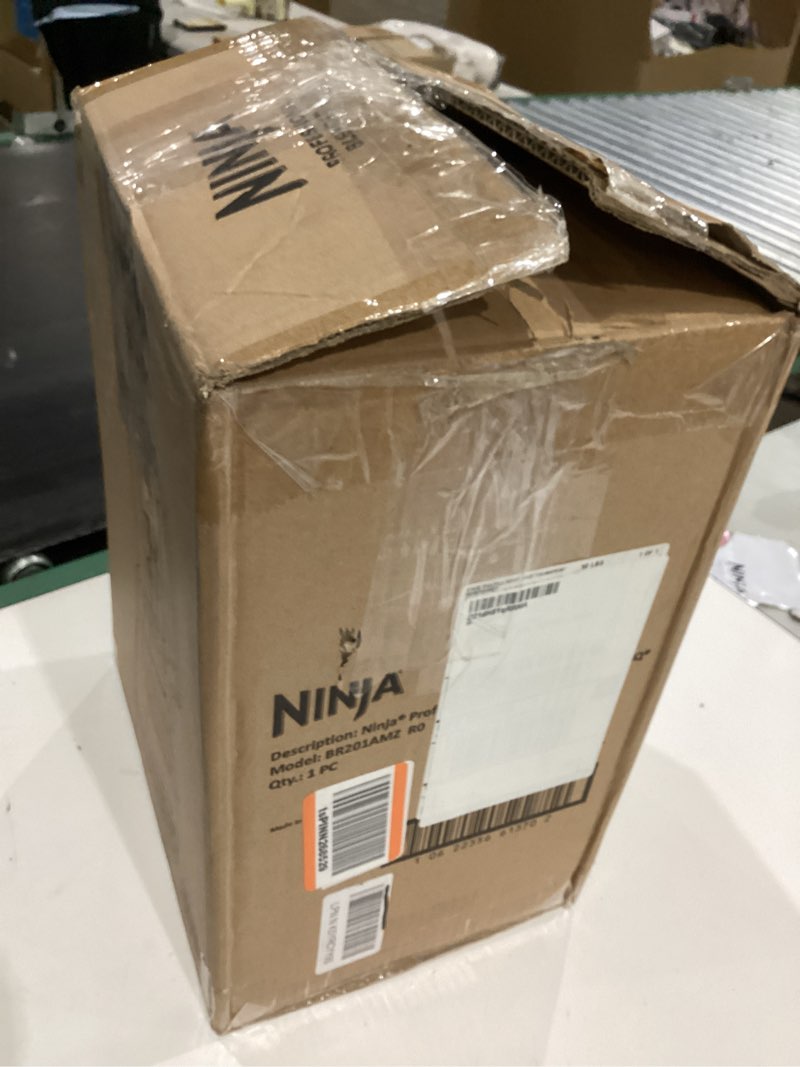 Condition photo showing As Is for ninja br201amz professional blender 2.0, 1200 watts, auto-iq program, total crushing blades, 72-oz. pitcher, 4 manual speeds for smoothies, shakes, and frozen drinks, dishwasher-safe parts, dark grey generation 2 (1200 watts)