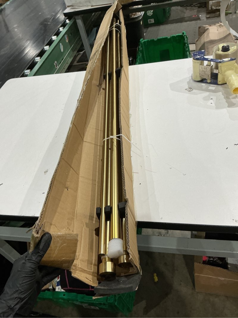 Condition photo showing Good Condition for double blackout curtain rods 72 to 144 inches (6-12 feet),1-inches front and 5/8 inches back adjustable end cap double window drapery rod for drapes and curtains,warm gold 72-144" warm gold
