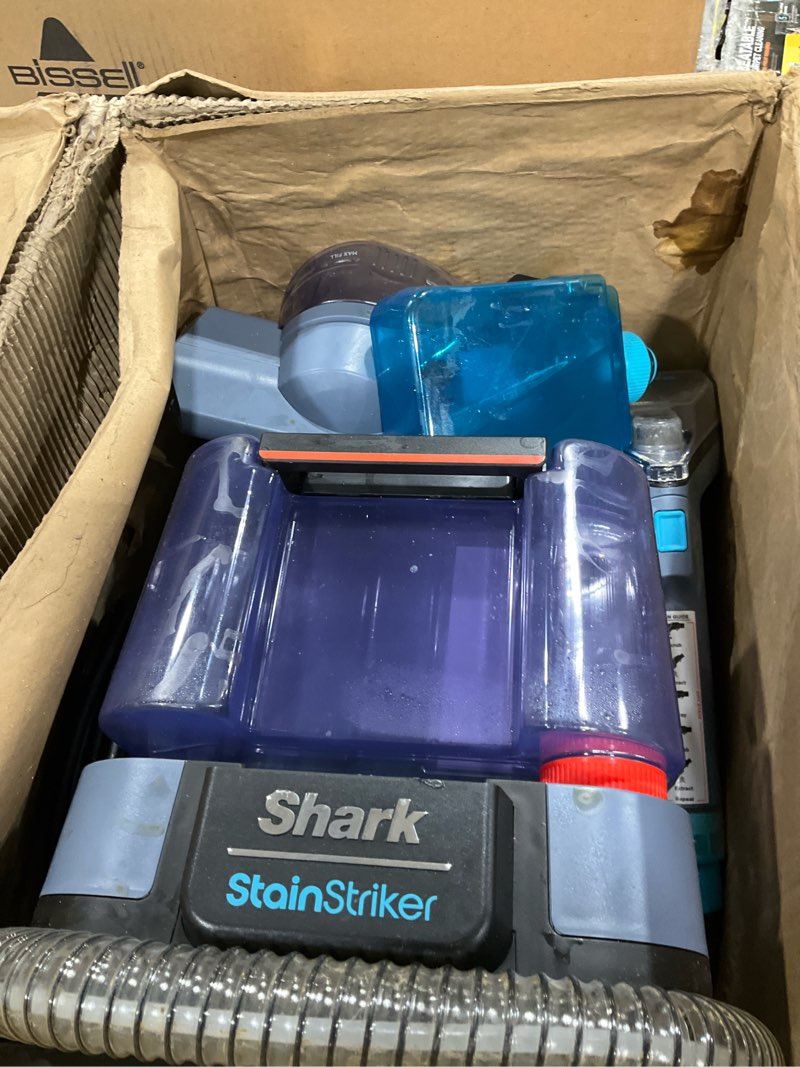 Condition photo showing As Is for Shark StainStriker Portable Carpet Upholstery & Area Rug Cleaner, Stain & Odor Remover, Perfect for Car Interiors, Nordic Blue, PX202BRN StainStriker + Chemical & Tool