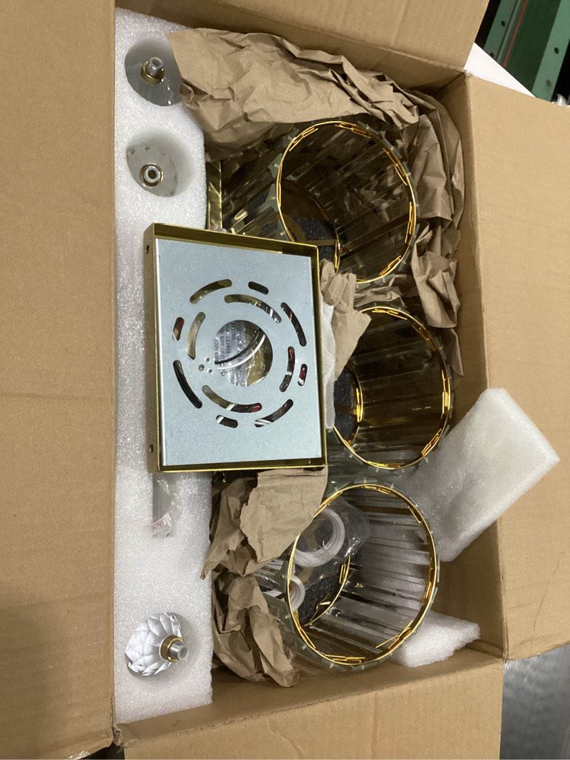 Condition photo showing Good Condition for Modern Crystal Bathroom Vanity Light, Gold Bathroom Lighting Fixture, Crystal Brass Vanity Light Fixture Over Mirror, Bath Wall Mounted Lighting for Bedroom, Living Room 3 light-Round Gold