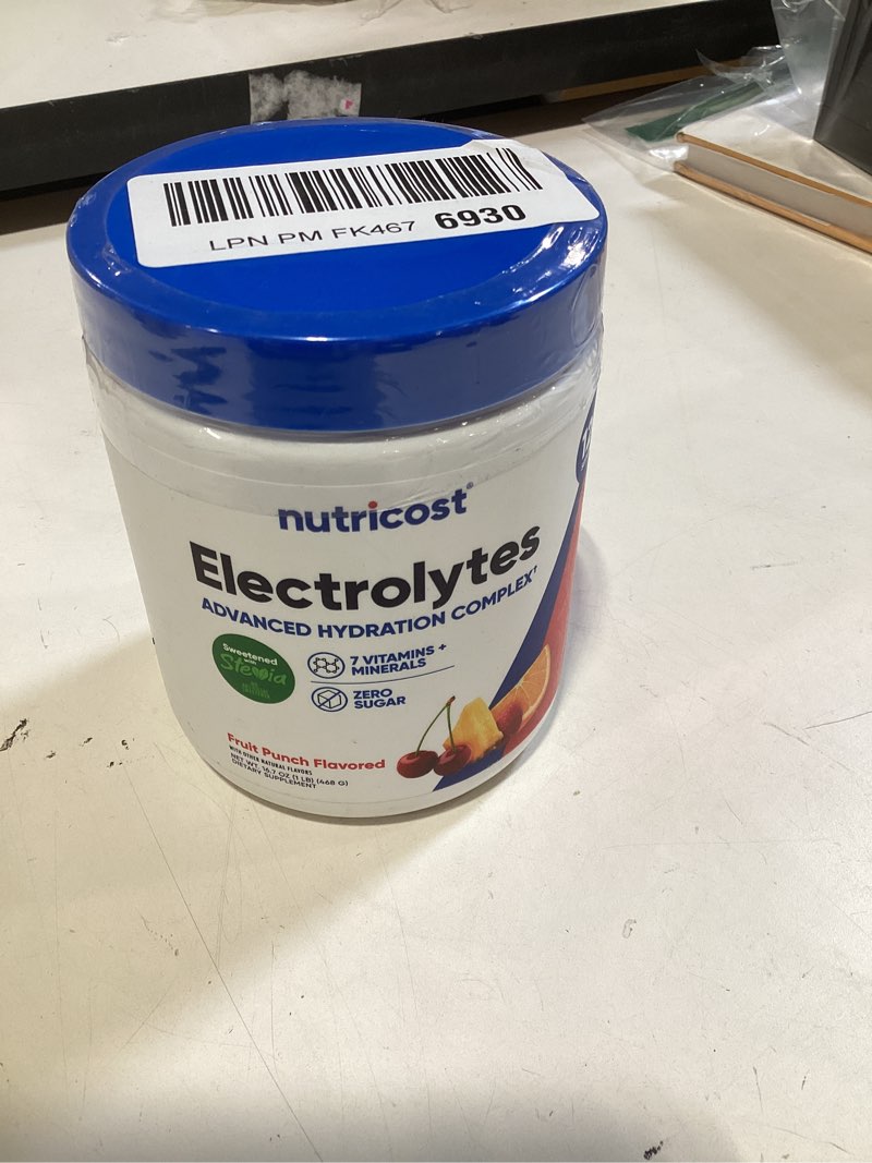 Condition photo showing New/Like New for nutricost electrolyte complex powder (120 servings, fruit punch) - hydration supplement drink mix with vitamins and minerals fruit punch 1.04 pound (pack of 1)