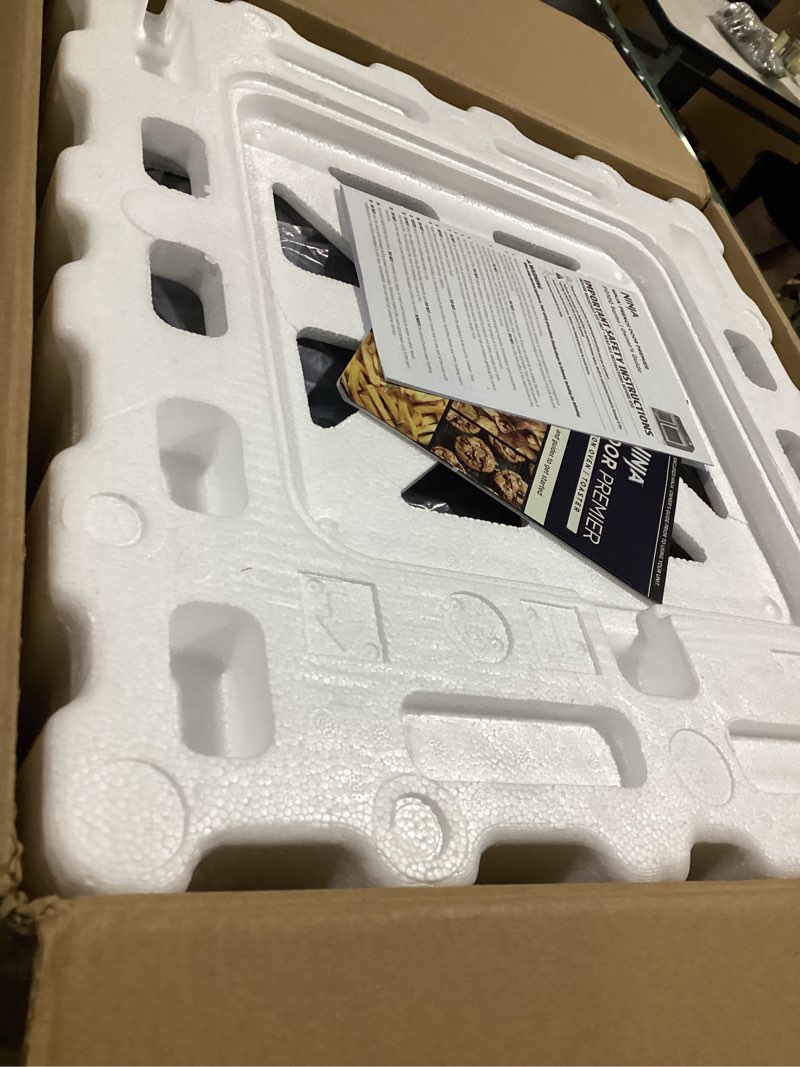 Condition photo showing Good Condition for ninja | french door premier air fry oven | 10-in-1 functions | 20.3-qt capacity | 5-qt air fry basket, sheet pan, wire rack, broil rack | pfas-free, dishwasher-safe accessories | cyberspace | fo101bl