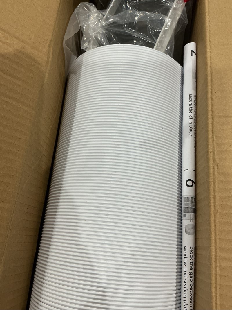 Condition photo showing As Is for portable air conditioner window kit - adjustable universal window seal ac vent kit with 5.9” exhaust hose for sliding vertical/horizontal windows 5.9"diameter 4 panels & exhaust hose 59"length