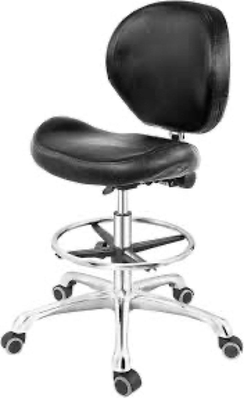 Grace&Grace Drafting Chair Adjustable Tall Shop Stool, Rolling Stool with Back Support for Studio, C