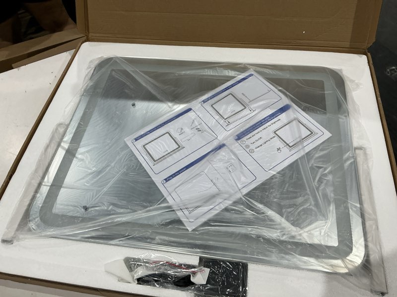 Condition photo showing Good Condition for fennio vanity mirror with lights 22''x17'' makeup mirror with lights,vanity mirror touch screen with 3-color lighting,dimmable,for vanity desk tabletop white 22"l x 17"w