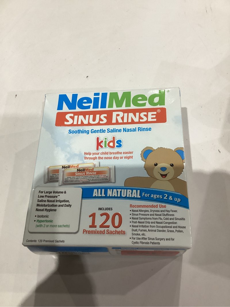 Condition photo showing New/Like New for Sinus Rinse Pediatric Premixed Packets 120ct (Pack of 2)- Soothing, No Burning or Stinging Large Volume & Low Pressure System Saline Nasal Irrigation