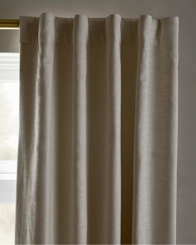 quince textured cotton true blackout curtain  color ivory size 48inx 84in