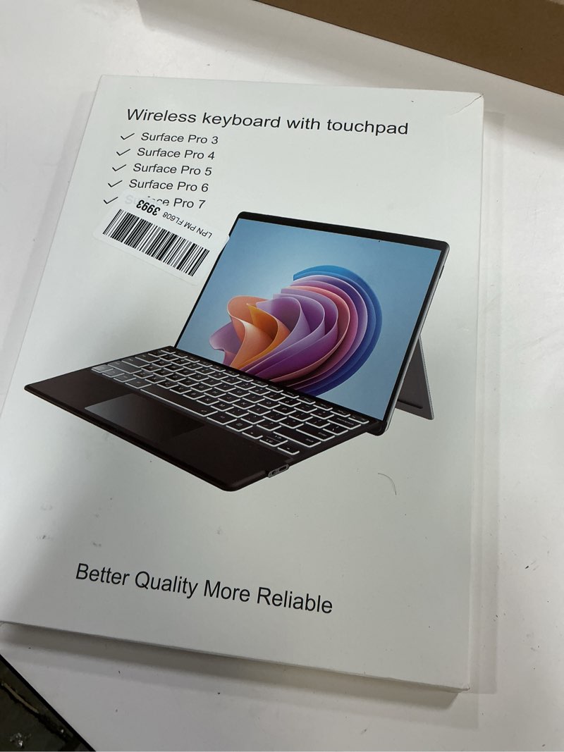 Condition photo showing Good Condition for Surface Pro Keyboard, Wireless Type Cover for Microsoft Surface Pro 7 Plus 7/6/5/4/3 12.3 inch, 7 Color Backlit Bluetooth Ultra-Slim Portable Magnetic Keyboard with Trackpad Black 12.3 inch Surface Pro 7 Plus 7/6/5/4/3