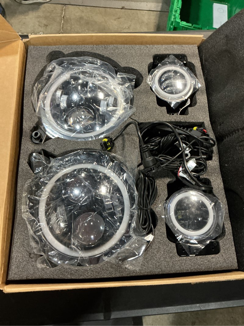 Condition photo showing New/Like New for sunpie 9 inch rgbw halo lights with fog lights combo compatible with 2018 2019 2020 2021 2022 2023 2024 2025 jl jlu 4xe compatible with 2019 2020 2021 2022 2023 2024 2025 jt app control remote control
